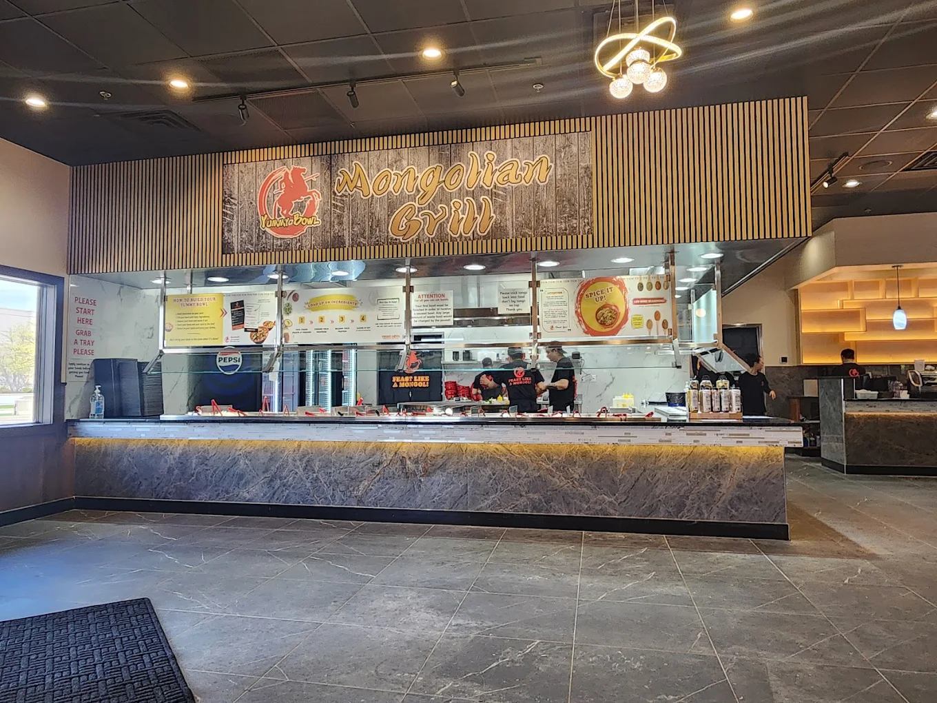 Bar and service area at Yummy Bowl